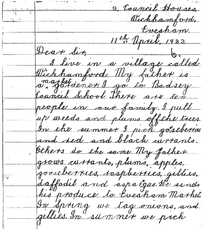 Letter written by Olive Parker in 1933 