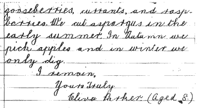 Letter written by Olive Parker in 1933 