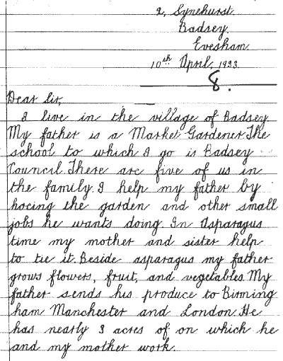 Letter written by Evelyn Keen in 1933 