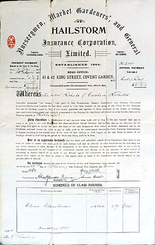  Nurserymen, Market Gardeners' and General Hailstorm Insurance document