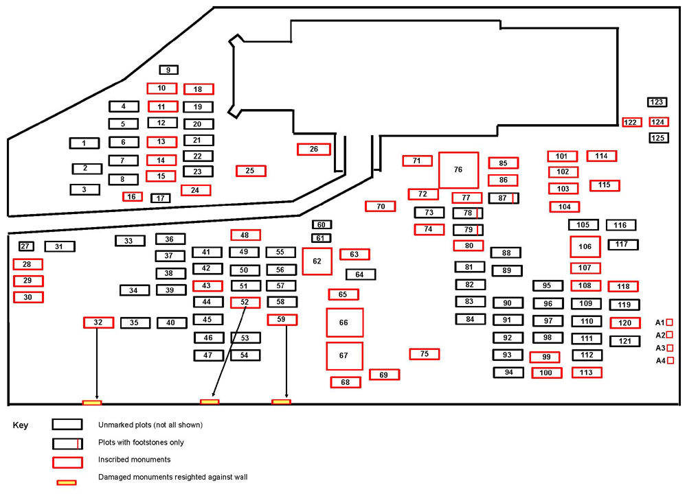 Wickhamford churchyard map