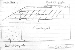 A sketch of the area transferred to the Church in 1893, from a document in the Almonry Museum, Evesham