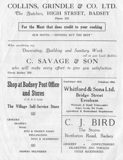 Advert - Collins, Grindle & Co. Ltd. 