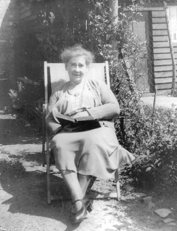 Fanny Knight enjoying the sun in her garden at 40 Willersey Road