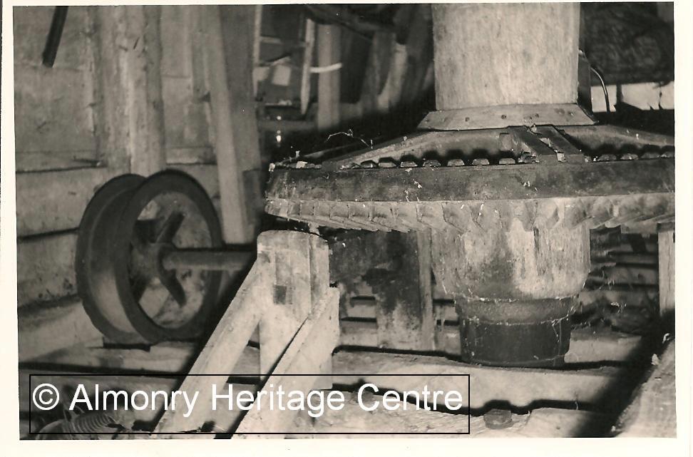Gearing with wooden cogs.