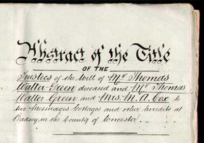 Abstract of the Title of the Trustees of the Will of Mr Thomas Walter Green deceased
