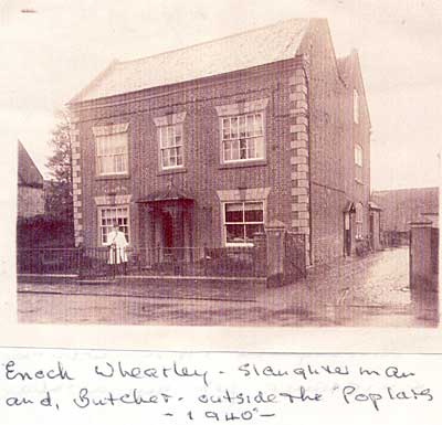 Enoch Wheatley - slaughterman and butcher - outside The Poplars in 1940