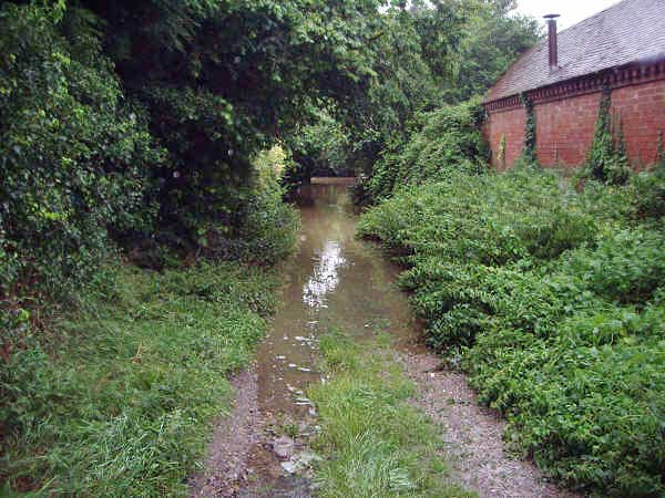 Aldington (2 of 3). A long section of Mill Lane was covered with water from Badsey Brook. Photo: Louise & John Sparrow.