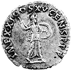 Denarius coin showing the Emperor Domitian 86-96 AD