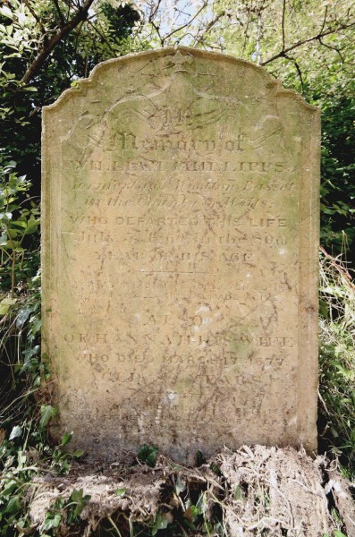 The inscription of a Phillipps grave in Buckland churchyard reads – In Memory of WILLIAM PHILLIPPS Formerly of Wootton Basset in the County of Wilts: WHO DEPARTED THIS LIFE JULY 3rd 1860 IN THE 80th YEAR OF HIS AGE FOR AS IN ADAM ALL DIE, EVEN SO IN CHRIST SHALL ALL BE MADE ALIVE ALSO OF HANNAH HIS WIFE WHO DIED MARCH 17TH 1877, AGED 88 YEARS FEAR NOT LITTLE FLOCK FOR IT IS YOUR FATHERS GOOD PLEASURE TO GIVE YOU THE KINGDOM.