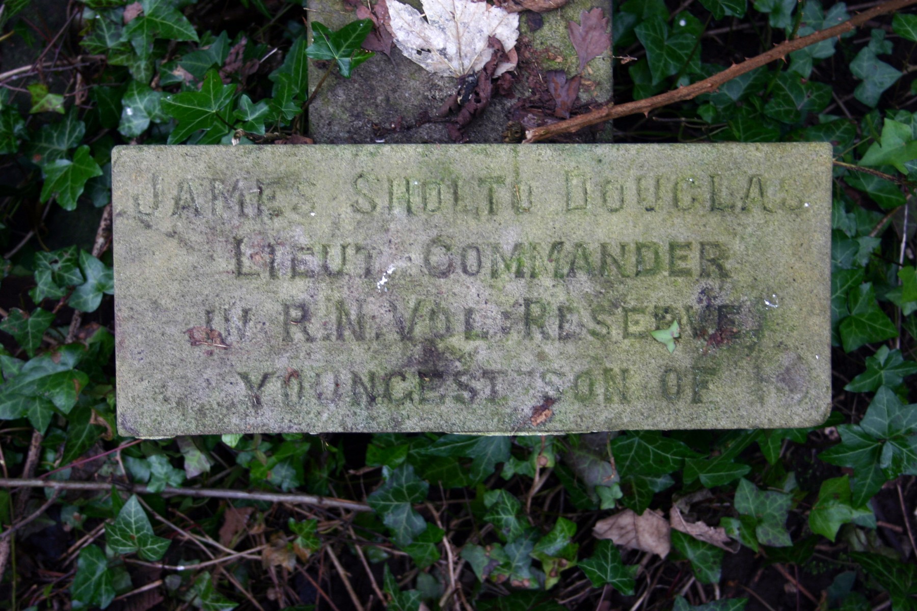 Close-up of grave of James Sholto Douglas