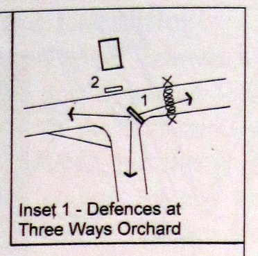 Defence position at the junction of Willersey Road and Golden Lane.