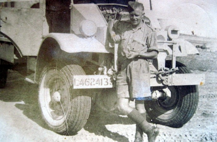 Harry Field in the Western Desert with a ‘trusty vehicle’