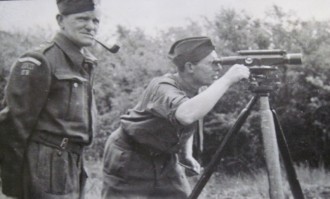 Siting the range at Hinton – Tom Collett on left