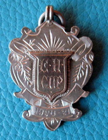 The silver medal awarded to William Jelfs after Wickhamford Albion won the Evesham Hospital Cup in the 1920/21 season.