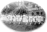 Maypole dancing at the back of Badsey Manor