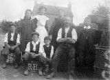 Wilkins family with baskets for produce