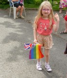 Small girl with flags, Mill Lane