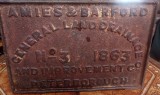 This plate was found on Longdon Hill during road widening. It was surrounded by brickwork
