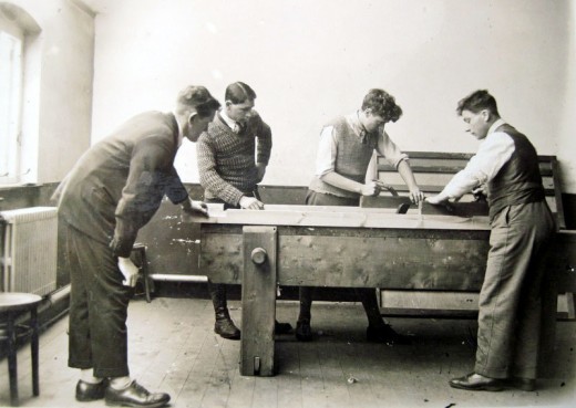 Tom Collett teaching woodwork