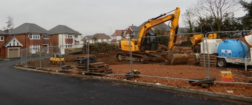 East side of Lodge Park Drive following demolition of Aldington Lodge, January 2019.