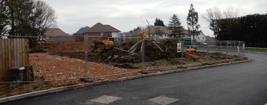 East side of Lodge Park Drive following demolition of Aldington Lodge, January 2019.