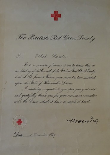 Red Cross Certificate 1919