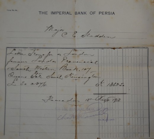 Persian Bank Transfer Note 1918