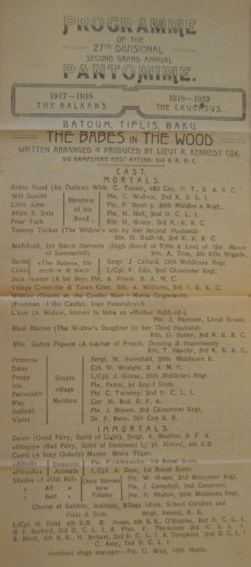 Pantomime Programme 1918-1919