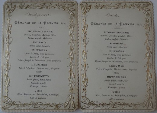 Sladden Wedding Day Menu 