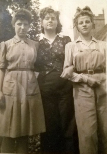 Shown with wickhamford Church in the background, Irene Seymour is on the right.